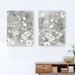 Canvas Art-Kirkland's Home Blossoming Giclee Canvas Art Prints, Set Of 2 Gray/White