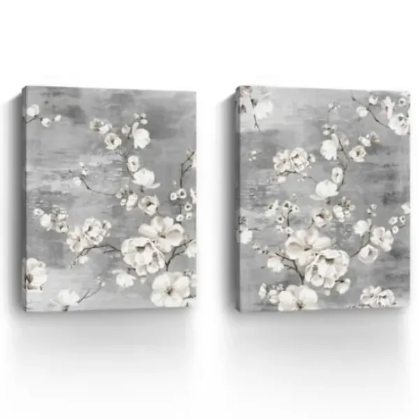 Canvas Art-Kirkland's Home Blossoming Giclee Canvas Art Prints, Set Of 2 Gray/White