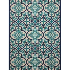 Outdoor Rugs-Kirkland's Home Blue & White Buffalo Check Outdoor Area Rug, 4X6 Blue/White