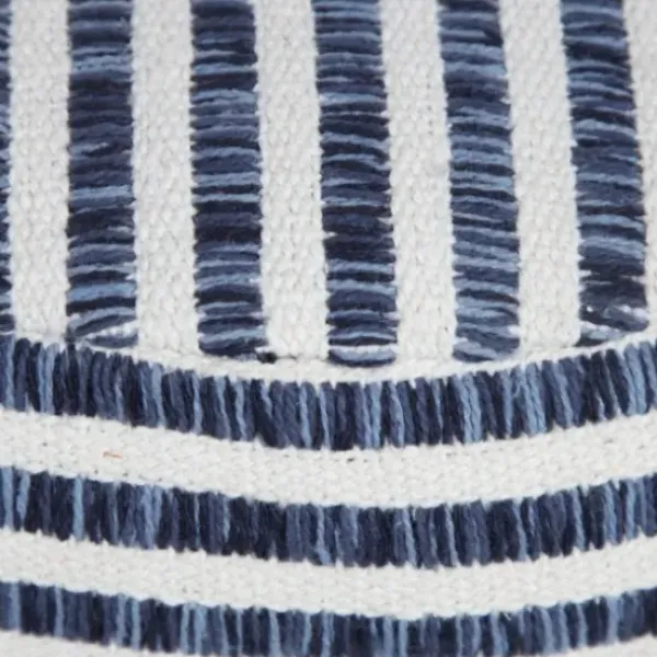 Pillows-Kirkland's Home Blue & White Stripe Organic Cotton Pouf Blue/White