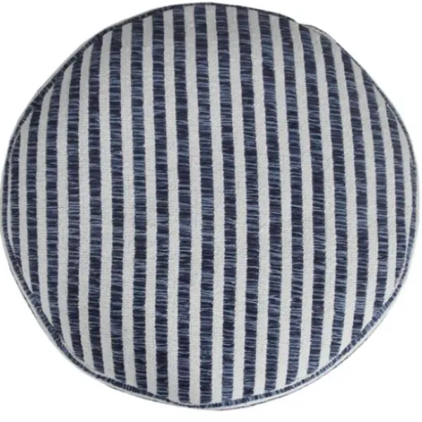Pillows-Kirkland's Home Blue & White Stripe Organic Cotton Pouf Blue/White