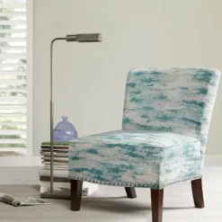 Accent Chairs-Kirkland's Home Blue Abstract Armless Accent Chair Blue/White