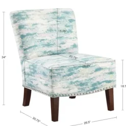 Accent Chairs-Kirkland's Home Blue Abstract Armless Accent Chair Blue/White
