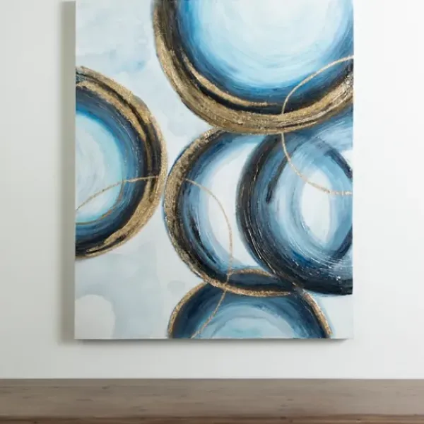 Canvas Art-Kirkland's Home Blue Abstract Rings Canvas Art Print Blue/Gold