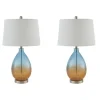 Table Lamps-Kirkland's Home Blue And Amber Glass Table Lamps, Set Of 2 White
