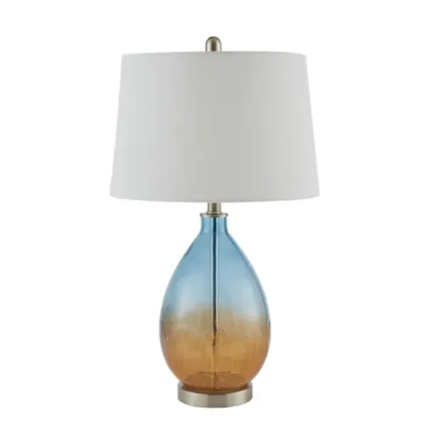 Table Lamps-Kirkland's Home Blue And Amber Glass Table Lamps, Set Of 2 White
