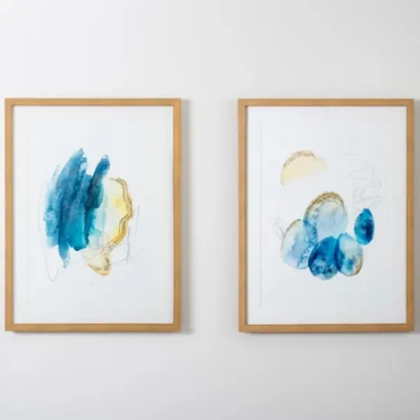Framed Art-Kirkland's Home Blue And Gold Abstracts I Framed Art Print Blue/Gold/White