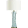 Table Lamps-Kirkland's Home Blue And Gold Swirl Glass Table Lamp White