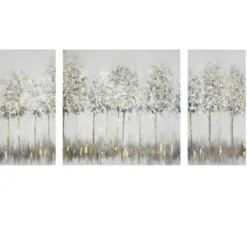 Canvas Art-Kirkland's Home Blue And Gold Trees Canvas Art Prints, Set Of 3 White/Gray/Gold