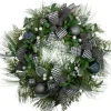 Wreaths-Kirkland's Home Blue And Gray Bow Wreath Green/Gray/Blue
