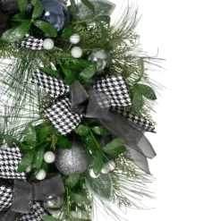 Wreaths-Kirkland's Home Blue And Gray Bow Wreath Green/Gray/Blue