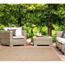 Outdoor Rugs-Kirkland's Home Blue And Gray Medallion Outdoor Area Rug, 6X9 Blue/Gray