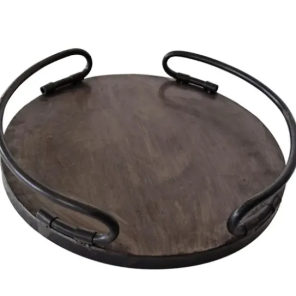 Decorative Trays-Kirkland's Home Blue And Gray Round Abstract Trays, Set Of 2 Blue/Gray/Multi
