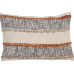 Pillows-Kirkland's Home Blue And Horizontal Stripe Throw Pillow Orange