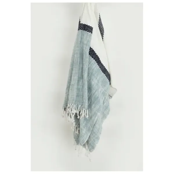 Blankets & Throws-Kirkland's Home Blue And Ivory Colorblock Throw Blue/Ivory