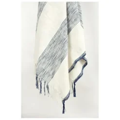 Blankets & Throws-Kirkland's Home Blue And Ivory Striped Woven Cotton Throw Blue/Ivory