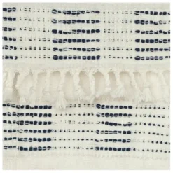 Blankets & Throws-Kirkland's Home Blue And Ivory Woven Stripe Throw Blue/Ivory