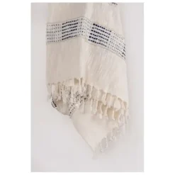 Blankets & Throws-Kirkland's Home Blue And Ivory Woven Stripe Throw Blue/Ivory
