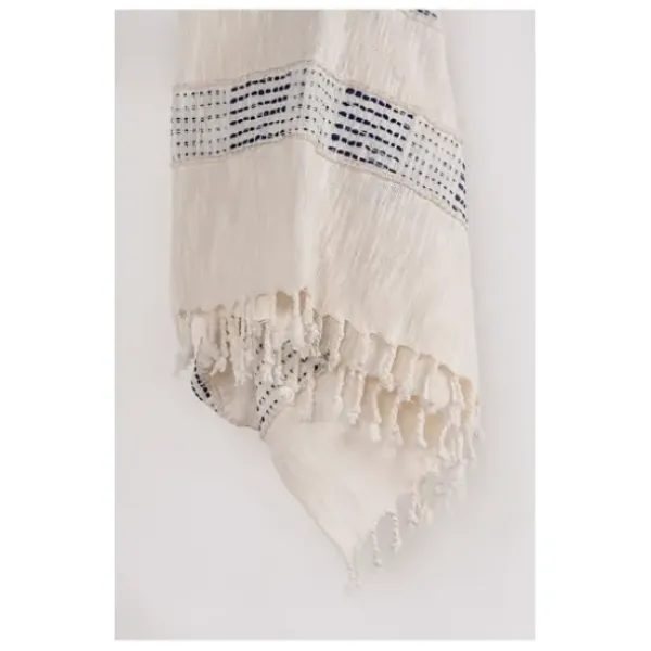 Blankets & Throws-Kirkland's Home Blue And Ivory Woven Stripe Throw Blue/Ivory