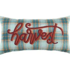 Pillows-Kirkland's Home Blue And Orange Plaid Harvest Lumbar Pillow Blue/Orange