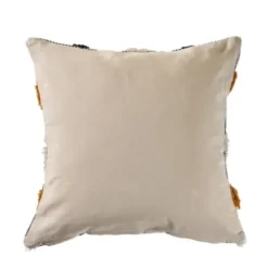 Pillows-Kirkland's Home Blue And Orange Tufted Accent Pillow Orange/Gray