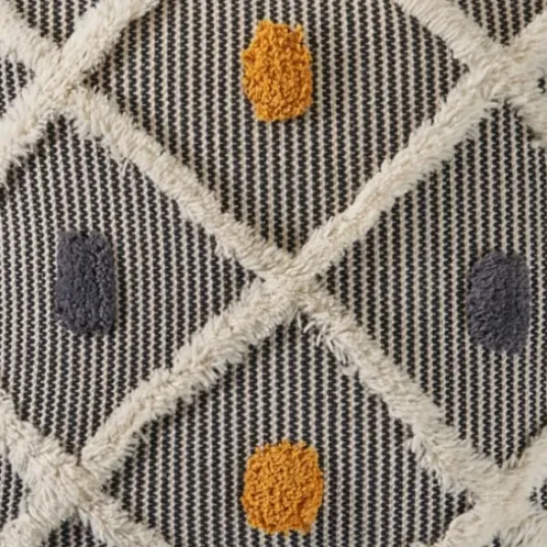 Pillows-Kirkland's Home Blue And Orange Tufted Accent Pillow Orange/Gray