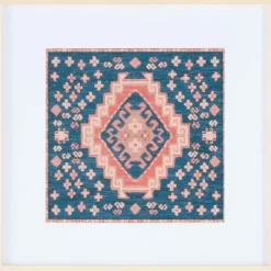 Wall Plaques-Kirkland's Home Blue And Pink Geometric Framed Textile Wall Plaque Blue/Pink