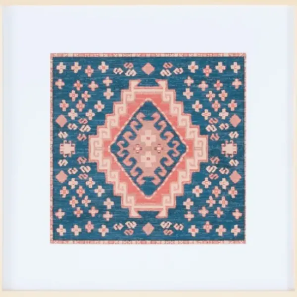 Wall Plaques-Kirkland's Home Blue And Pink Geometric Framed Textile Wall Plaque Blue/Pink