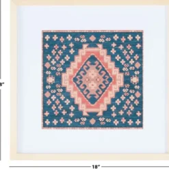 Wall Plaques-Kirkland's Home Blue And Pink Geometric Framed Textile Wall Plaque Blue/Pink