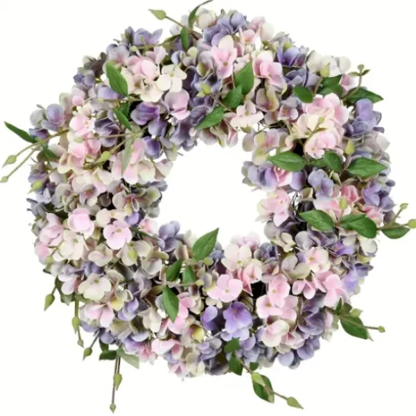 Wreaths-Kirkland's Home Blue And Pink Hydrangea Wreath, 18 In. Blue/Pink/Multi