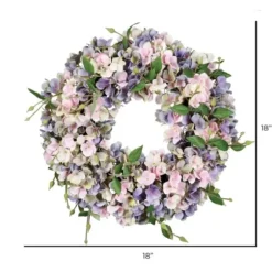 Wreaths-Kirkland's Home Blue And Pink Hydrangea Wreath, 18 In. Blue/Pink/Multi