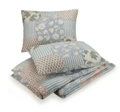Quilts-Kirkland's Home Blue And Rose Patchwork Full/Queen 3-Pc. Quilt Set Blue/Pink