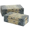 Baskets & Boxes-Kirkland's Home Blue And Tan Wood Capiz Shell 2-Pc. Box Set Blue/Tan