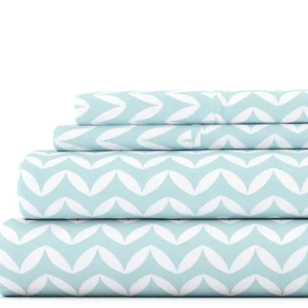 Bed Sheets-Kirkland's Home Blue And White Chevron 3-Pc. Twin Sheet Set Blue/White
