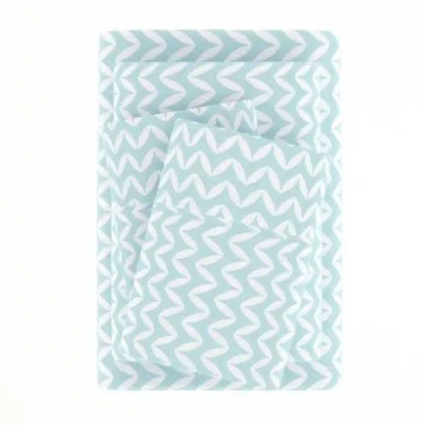 Bed Sheets-Kirkland's Home Blue And White Chevron 3-Pc. Twin Sheet Set Blue/White