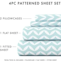 Bed Sheets-Kirkland's Home Blue And White Chevron 3-Pc. Twin Sheet Set Blue/White