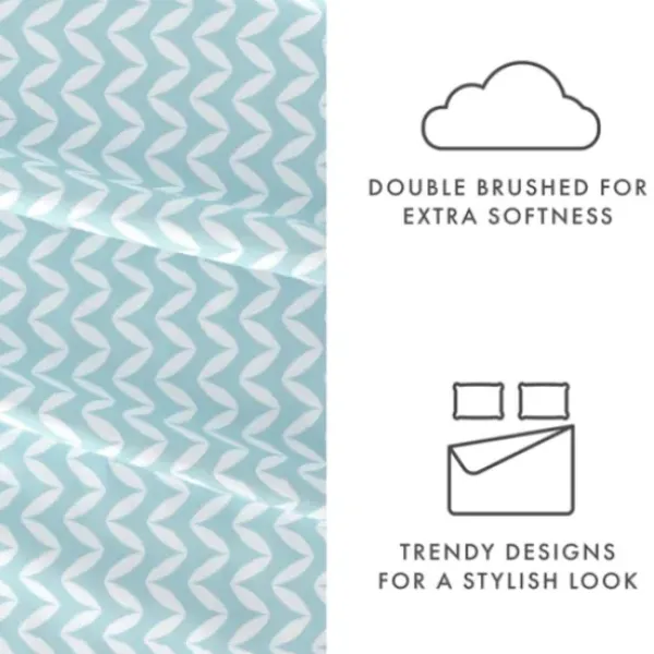 Bed Sheets-Kirkland's Home Blue And White Chevron 3-Pc. Twin Sheet Set Blue/White