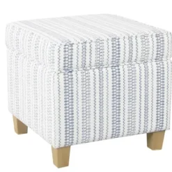 Benches & Ottomans-Kirkland's Home Blue And White Hometown Striped Storage Ottoman Blue/White