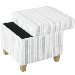 Benches & Ottomans-Kirkland's Home Blue And White Hometown Striped Storage Ottoman Blue/White