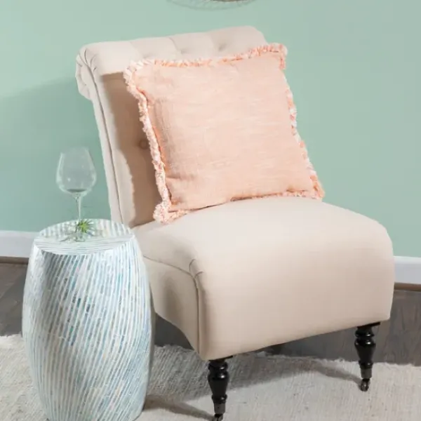 Accent & End Tables-Kirkland's Home Blue And White Mosaic Capiz Shell Drum End Table