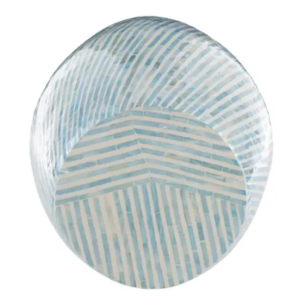 Accent & End Tables-Kirkland's Home Blue And White Mosaic Capiz Shell Drum End Table