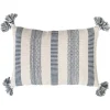 Pillows-Kirkland's Home Blue And White Woven Stripe Lumbar Pillow Blue/White