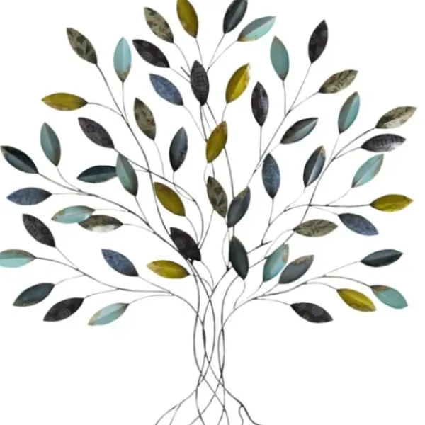 Wall Plaques-Kirkland's Home Blue And Yellow Tree Wall Plaque Silver/Blue/Yellow