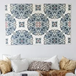Wall Plaques-Kirkland's Home Blue Azulejo Wood Wall Plaque Blue/White