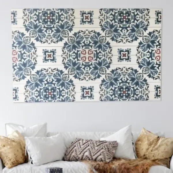 Wall Plaques-Kirkland's Home Blue Azulejo Wood Wall Plaque Blue/White