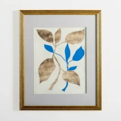 Framed Art-Kirkland's Home Blue Baroque Botanicals Framed Art Print Ivory/Gold/Blue