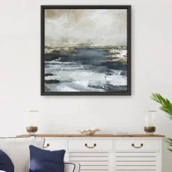 Canvas Art-Kirkland's Home Blue Bay Framed Canvas Art Print, 30X30 In. Blue/Gray