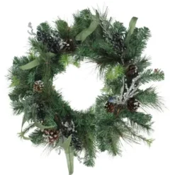 Wreaths-Kirkland's Home Blue Berries And Ice Twigs Wreath Green/Blue/Silver