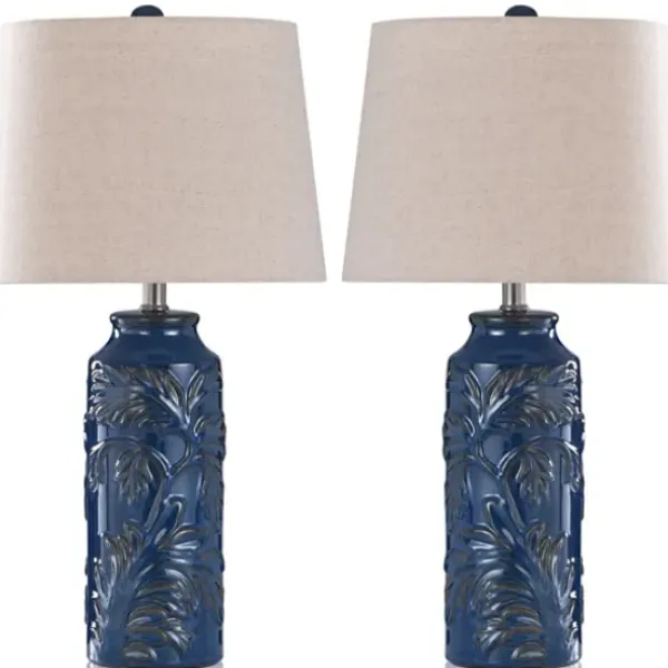 Table Lamps-Kirkland's Home Blue Bo Ical Mayfield Table Lamps, Set Of 2 Tan