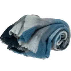 Blankets & Throws-Kirkland's Home Blue Buffalo Check Wool Handloomed Throw Blue/Gray/Black/White